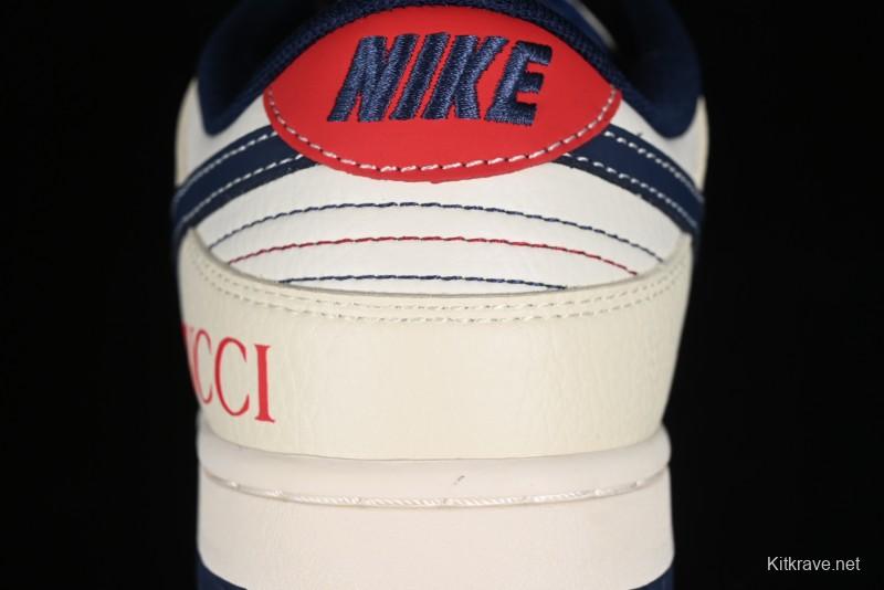 Nike SB Dunk Low Gucci Collaboration - Beige Blue Patchwork Anniversary High-End Custom Low-Top Casual Sneakers - XY1688-003