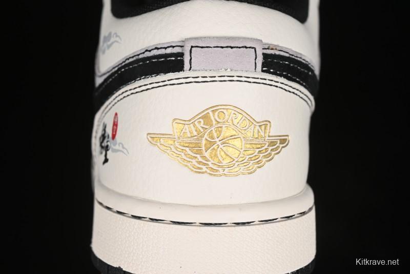 Nike Air Jordan 1 Low Retro Basketball Shoes Custom Black Myth Wukong Design - SJ9950-042