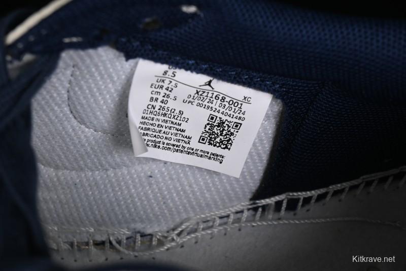 Nike Travis Scott x Fragment Design x Air Jordan 1 Low OG SP AJ1 Supreme Collaboration - White Navy Blue Low Top Casual Sneakers - XZ116