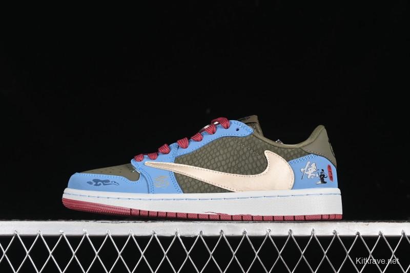 Nike Travis Scott x Fragment Design x Air Jordan 1 Low OG SP AJ1 Low Top Casual Sneakers - CH6336-015