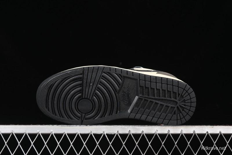 Nike Air Jordan 1 Low "Coconut Milk Black" Casual Basketball Shoes with Contrast Swoosh - HQ3437-101