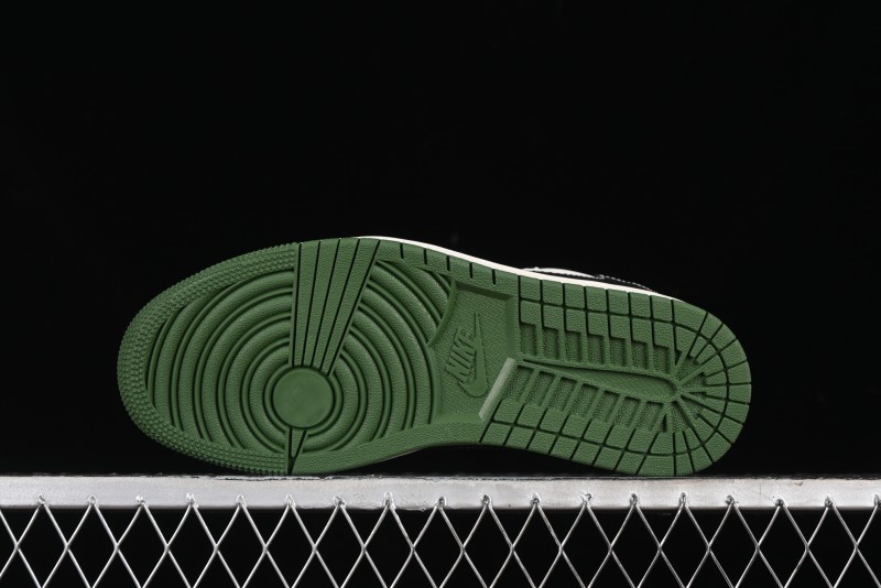 Nike Travis Scott x Fragment Design x Air Jordan 1 Low OG SP AJ1 Bape Collaboration - Jungle Green Low Top Casual Sneakers - XY2688-107