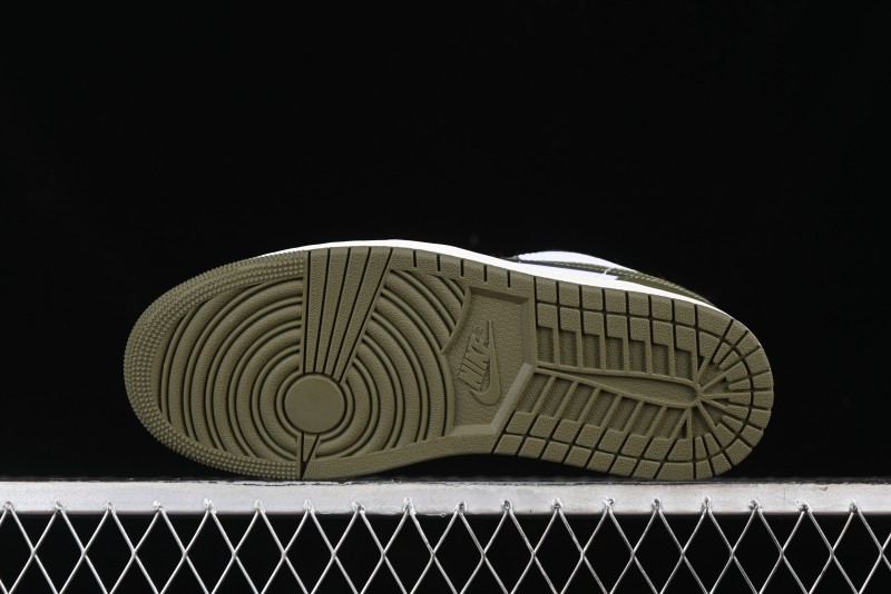 Nike Air Jordan 1 Low "Medium Olive" Casual Sneakers - 553558-092