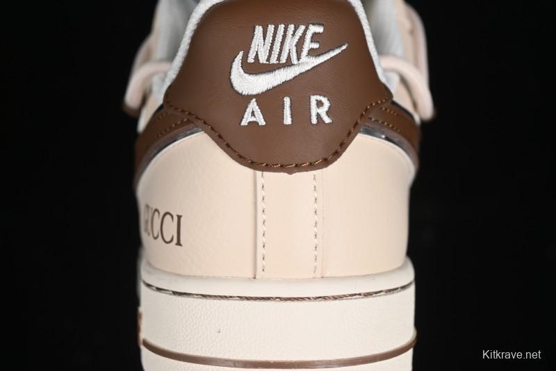 Nike Air Force 1 '07 Low Gucci Collaboration - Brown Coffee Drawstring Low-Top Casual Sneakers - SJ1198-400