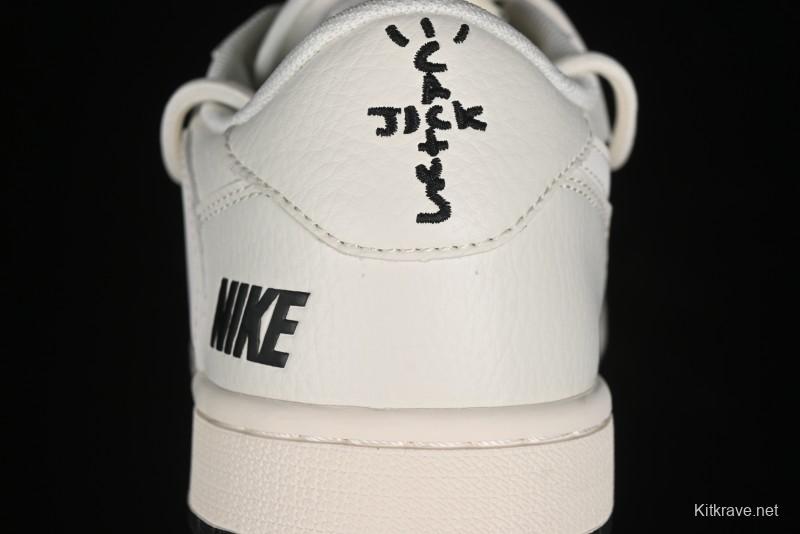 Nike Travis Scott x Fragment Design x Air Jordan 1 Low OG SP AJ1 Black Logo Drawstring Low-Top Casual Sneakers - SJ0086-135