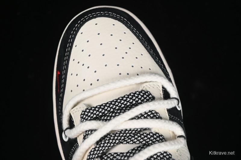 Nike SB Dunk Low Stussy Collaboration - White Embroidery Black Swoosh Anniversary Custom Low-Top Casual Sneakers - SJ2068-311