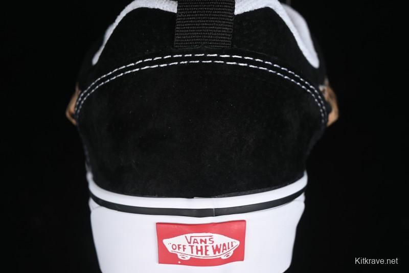 Vans Classics Knu Skool Sneakers with Leopard Print Logo in Black - VN000D2GBA2