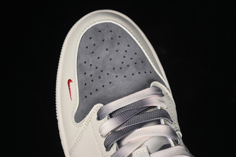 Nike Air Jordan 1 Low AJ1 The North Face Collaboration - Off White Grey Silver Trim Retro Basketball Shoes - SJ9950-039