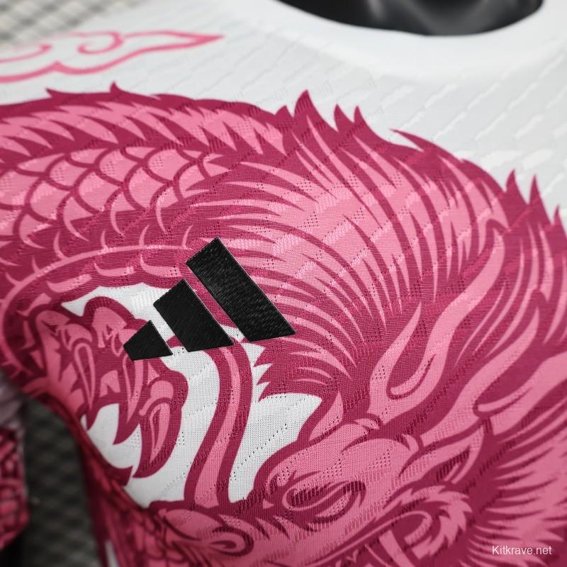 Player Version 2025 Japan National Team White with Pink Dragon Design Jersey