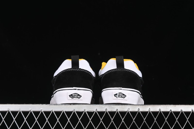 Vans Knu Skool Low-Top Retro Casual Vulcanized Slip-On Sneakers in Black White Yellow - VN000D6C6RJ