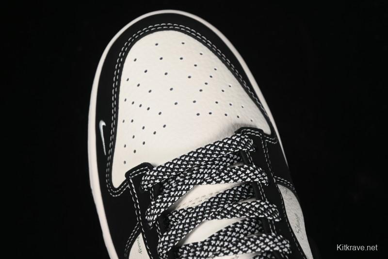 Nike SB Dunk Low x AMBUSH x Stussy Collaboration - Black Stitch Anniversary Custom Low-Top Casual Sneakers - XX2025-358