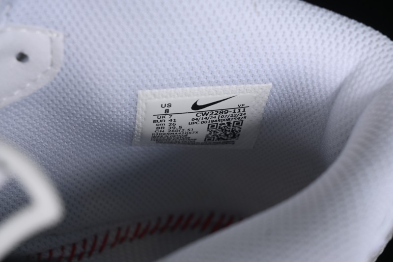 Nike Air Force 1 '07 Mid Casual Sneakers in White/Grey/Black with Hand-Painted Cracked Swoosh Shadow Detail - CW2289-111
