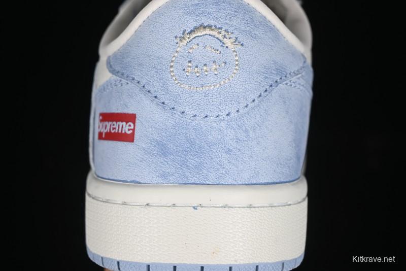 Nike Travis Scott x Fragment Design x Air Jordan 1 Low OG SP AJ1 Supreme Collaboration - Tie-Dye Blue Low-Top Casual Sneakers - CH6336-010