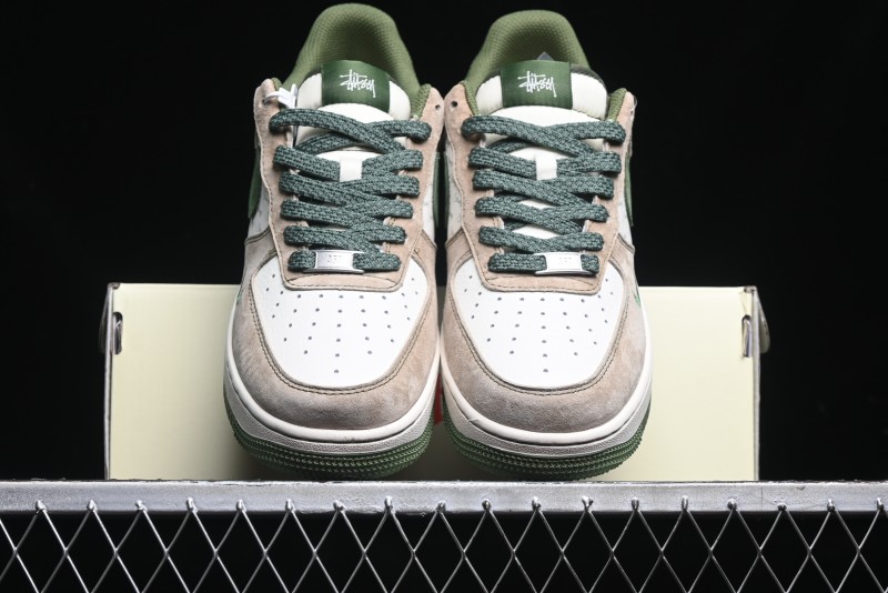 Nike Air Force 1 '07 Low Stussy Collaboration Light Brown Green Low-Top Casual Sneakers - XZ6188-666