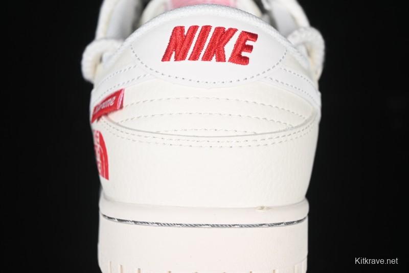 Nike SB Dunk Low x The North Face x Supreme Series - Strap Beige White Hook Anniversary High-End Custom Low-Top Casual Skate Shoes - YX5066-229