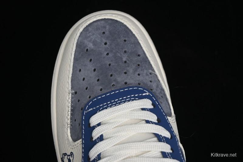 Nike Air Force 1 '07 Low Violent Bear Collaboration - Grey Beige Blue Low-Top Casual Sneakers - KK1988-017