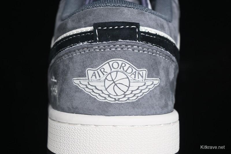 Nike Air Jordan 1 Low Stussy Collaboration Pig Grey Black Swoosh Custom Retro Basketball Shoes - SJ9950-029
