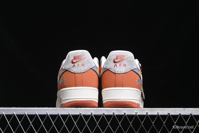 Nike Air Force 1 '07 Low Stussy Collaboration - Grey Brown Flyknit Low-Top Casual Sneakers - KK1988-025