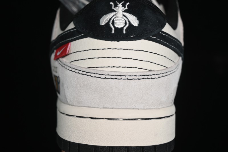 Nike SB Dunk Low Gucci Collaboration - Bumblebee Series Grey Black Hook Anniversary High-End Custom Low-Top Casual Skate Shoes - MM1089-029