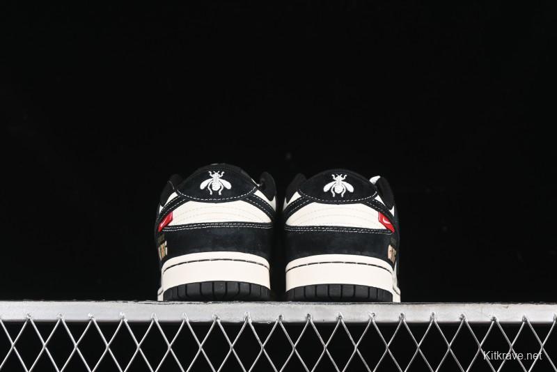 Nike SB Dunk Low Gucci Collaboration - Small Bee Series Black Hook Anniversary High-End Custom Low-Top Casual Sneakers - MM1089-030