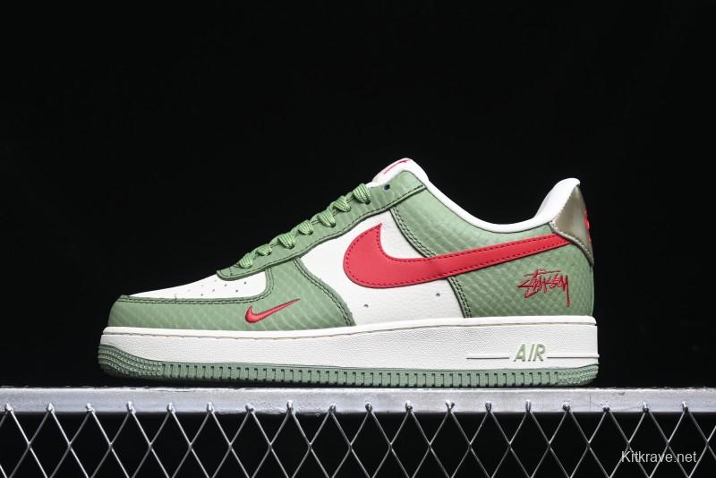 Nike Air Force 1 '07 Low Stussy Collaboration - Snake Green Low-Top Casual Sneakers - KK1988-028