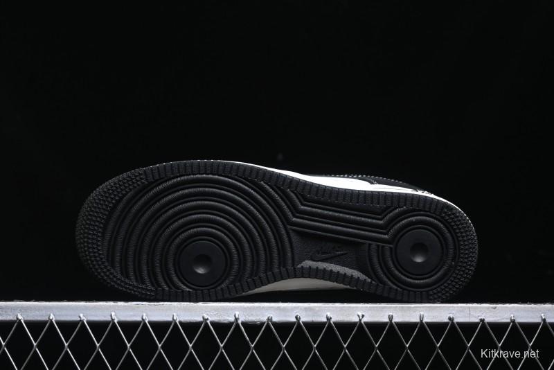 Nike Air Force 1 '07 Low Stussy Collaboration - Black White Mini Swoosh Low-Top Casual Sneakers - SJ6698-010
