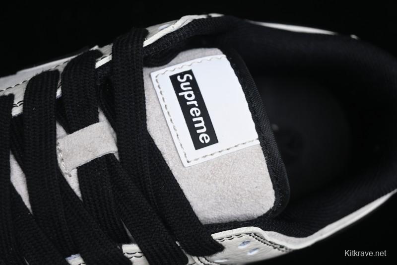 Nike SB Dunk Low Supreme Collaboration - Black Stitch Mini Swoosh Custom Low-Top Casual Skate Shoes - XX3186-302