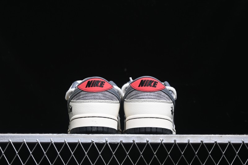Nike SB Dunk Low Stussy Collaboration - Lace-Up Grey White Grey Check Anniversary High-End Custom Low-Top Casual Skate Shoes - YX5066-207