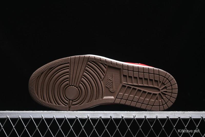 Nike Travis Scott x Fragment Design x Air Jordan 1 Low OG SP AJ1 Retro Sneakers with Reverse Swoosh - SJ2068-135