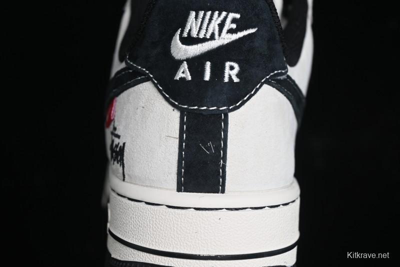 Nike Air Force 1 '07 Low Stussy Collaboration - AF1 Light Grey Red Tag Low-Top Casual Sneakers SJ6698-009