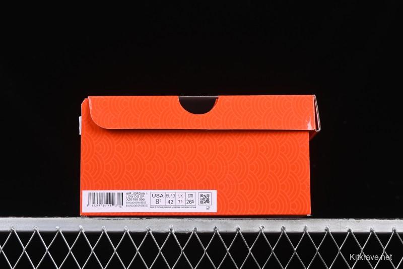 Nike Travis Scott x Fragment Design x Air Jordan 1 Low OG SP AJ1 Retro Sneakers with Reverse Swoosh - XZ6188-056