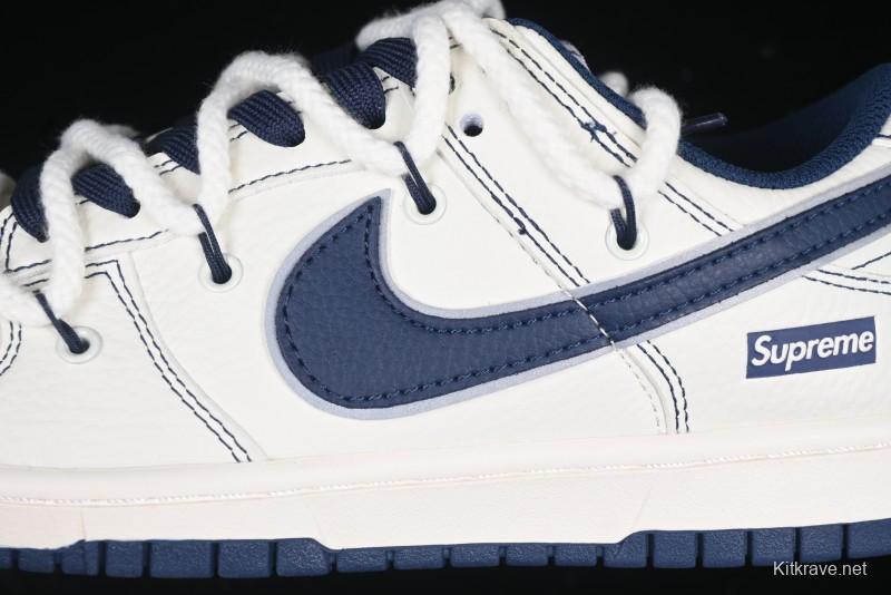 Nike SB Dunk Low Supreme Collaboration - Light Blue Mini Swoosh Anniversary Customized Low-Top Casual Skate Shoes - XX2025-568