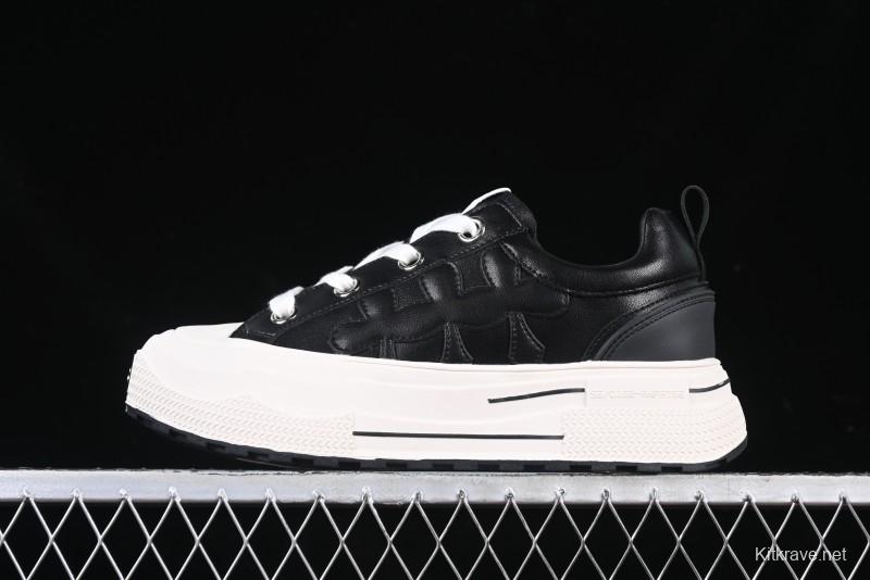 Shoot Brand Replay Black Plum Retro Comfort Leather Anti-Slip Platform Low-Top Casual Sneakers - AJD4