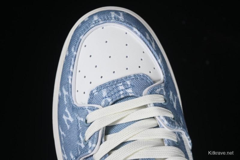New York Yankees Chunky Liner Mid Denim Monogram Sandals with Thick Sole - 3ASXS015N50BLS