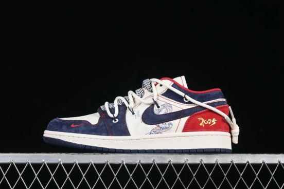 Nike Air Jordan 1 Low OG SP AJ1 Year of the Snake Limited Edition Red Blue Drawstring Low-Top Casual Sneakers - SJ9950-051