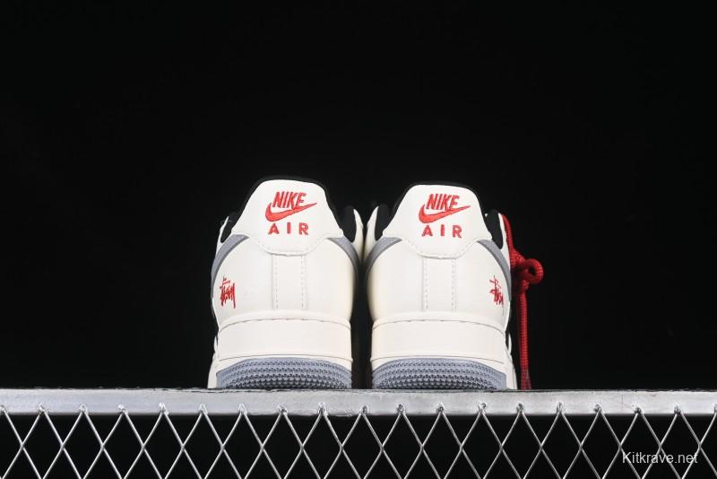 Nike Air Force 1 '07 Low Stussy Collaboration Beige Grey Black Low-Top Casual Sneakers - XZ6188-766