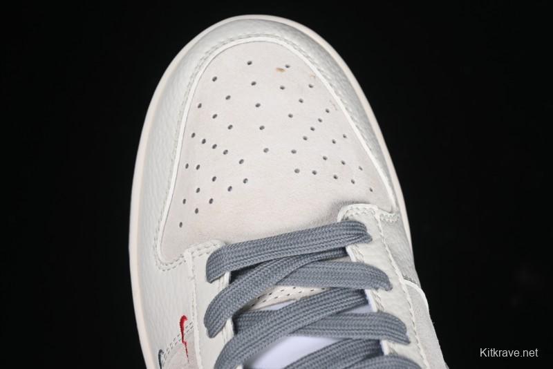 Nike SB Dunk Low Supreme Collaboration Grey Swoosh Double Mini Swoosh Anniversary Custom Low-Top Casual Sneakers - XX2025-688