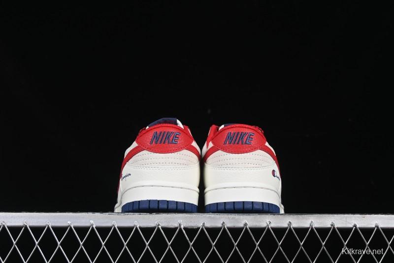 Nike SB Dunk Low Edison Chen Collaboration Blue Red Swoosh Anniversary Custom Low-Top Casual Skate Shoes - DJ2024-099