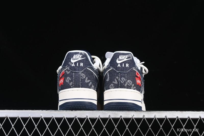 Nike Air Force 1 '07 Low Levi's Collaboration Light Blue Denim Drawstring Casual Sneakers - SJ1198-900