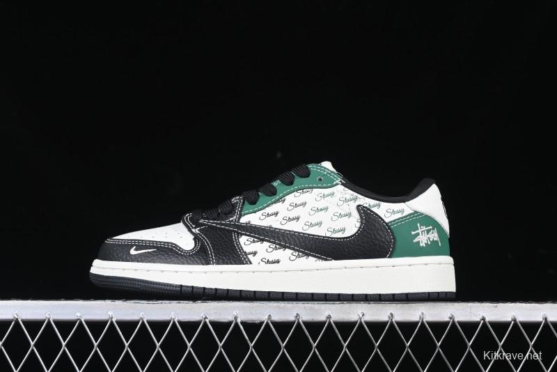 Nike Travis Scott x Fragment Design x Air Jordan 1 Low OG SP AJ1 Stussy Collaboration - Black Green - AG3702-805
