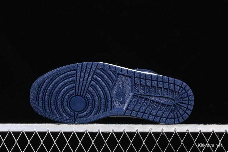 Nike Air Jordan 1 High OG "Midnight Navy" Basketball Shoes with Full Leather Construction - DZ5485-401
