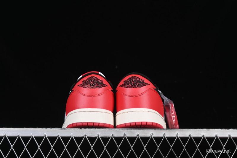 Nike Air Jordan 1 Low AJ1 White Red Black Hook Casual Sneakers - HQ6998-600