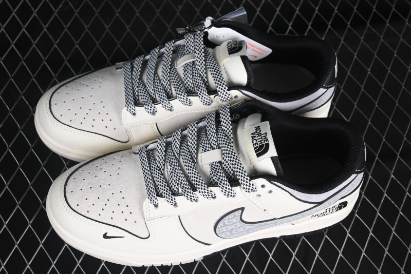 Nike SB Dunk Low The North Face x CDG Triple Collaboration Black Letter Grey Swoosh Anniversary Custom Low-Top Casual Skate Shoes - DM6868-029