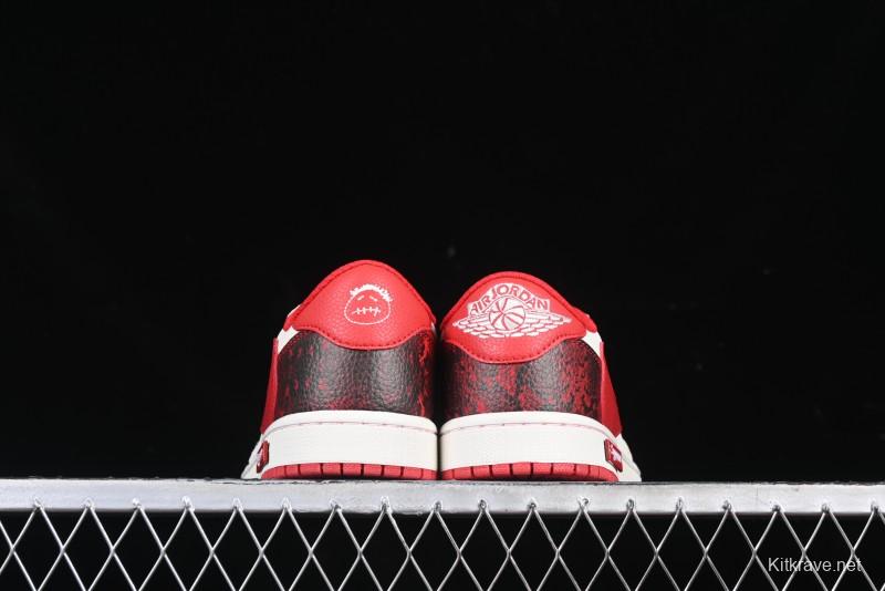 Nike Travis Scott x Fragment Design x Air Jordan 1 Low OG SP AJ1 Supreme Collaboration China Red Low-Top Casual Sneakers - DM7866-076