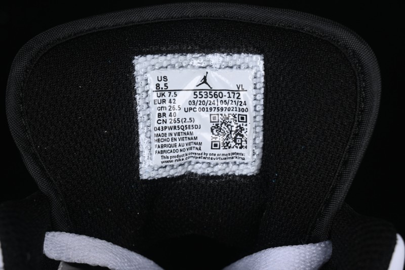 Nike Air Jordan 1 Low AJ1 Reverse Panda Low-Top Lifestyle Basketball Shoes - 553560-172