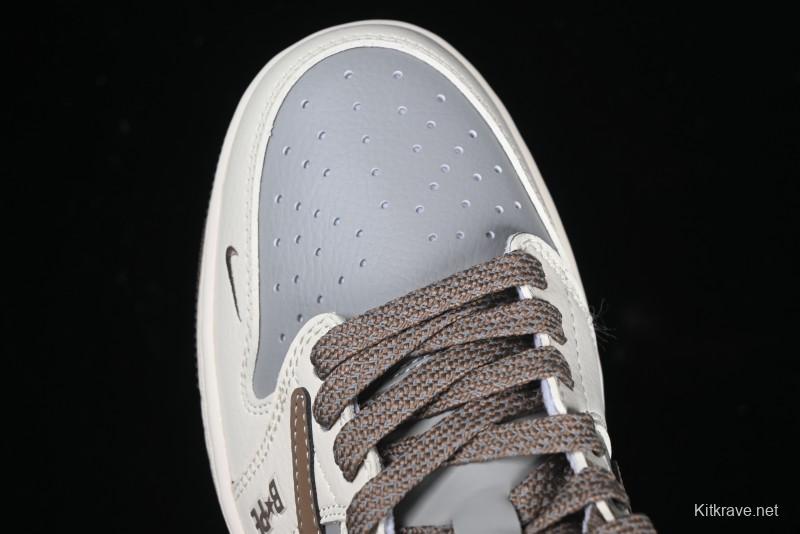 Nike Travis Scott x Fragment Design x Air Jordan 1 Low OG SP AJ1 Bape Collaboration Tea Brown Low-Top Casual Sneakers - BB6511-627