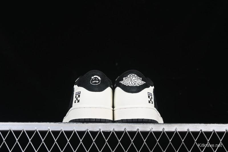 Nike Travis Scott x Fragment Design x Air Jordan 1 Low OG SP AJ1 Off-White Collaboration Casual Sneakers - DM7866-065