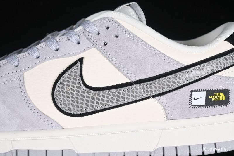 Nike SB Dunk Low The North Face Year of the Snake Grey White Grey Swoosh Anniversary Custom Low-Top Casual Skate Shoes - KK1333-019
