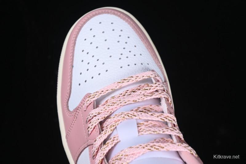 Nike Air Jordan 1 Low AJ1 Custom White Pink Low-Top Casual Lifestyle Sneakers - DC0774-162