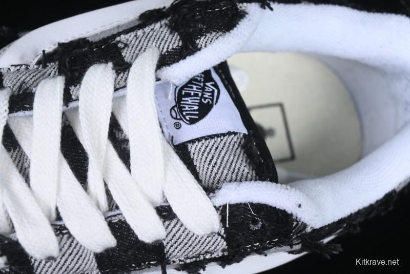 Vans Knu Skool Checkerboard Washed Denim Low-Top Casual Skate Shoes - VN000CS0239